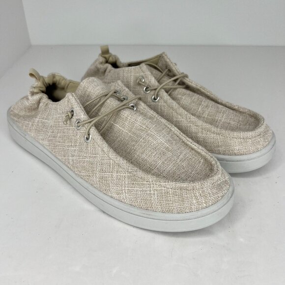 Solemates Womens Beige Canvas Solid Round Toe Low Top Slip On Size 11 Loafers - Picture 2 of 9